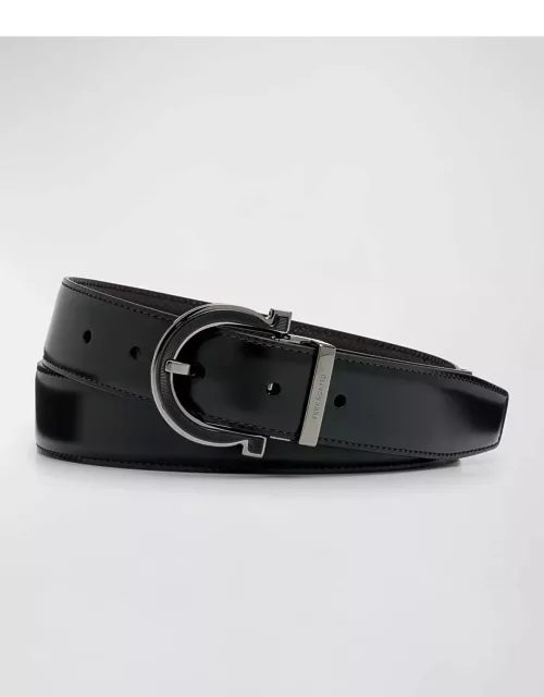 Men's Reversible Gancio-Buckle Leather Belt