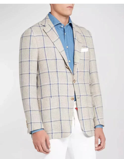 Men's Windowpane Cashmere-Linen Sport Coat