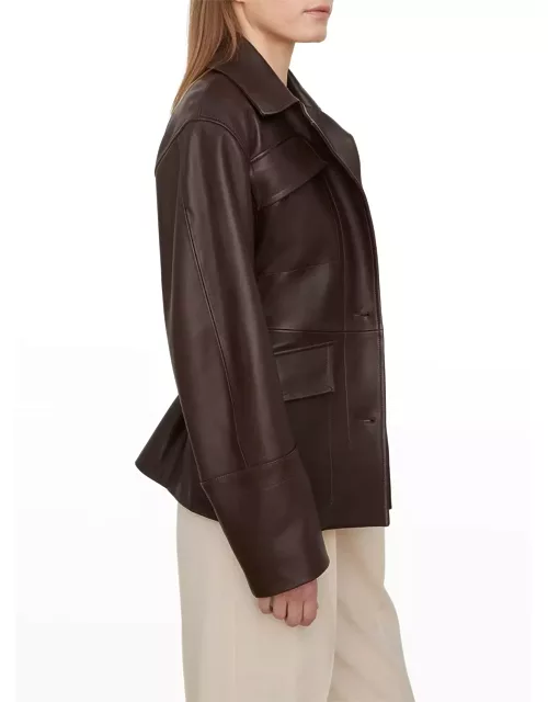 Belted Leather Safari Jacket