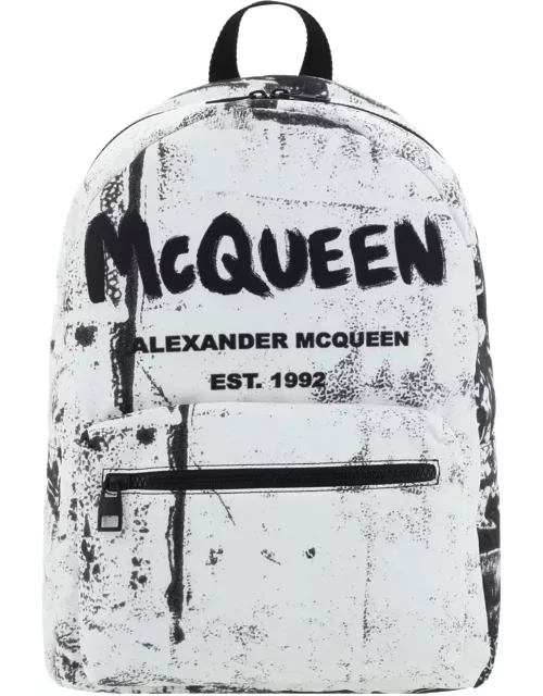 Alexander McQueen Graffiti Logo Printed Backpack