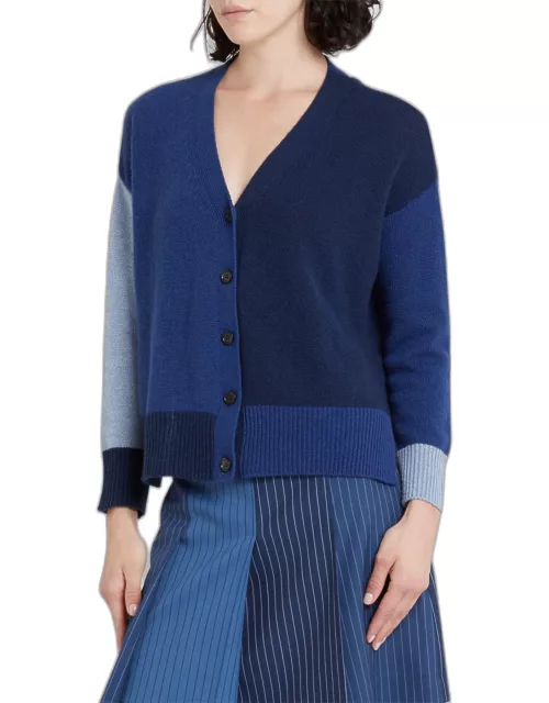 Asymmetrical Length Cashmere Knit Cardigan