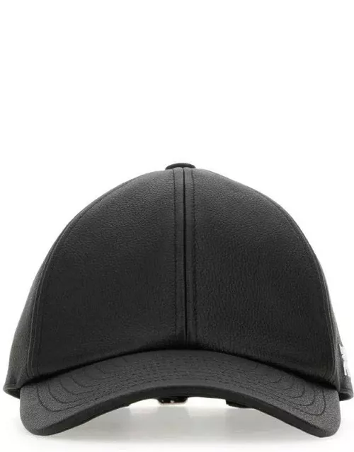 Courrèges Black Leather Baseball Cap