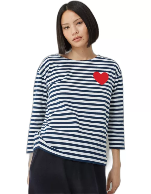 Cream Cotton Heart Breton T-Shirt