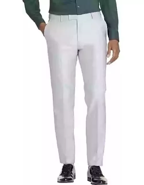 Egara Big & Tall Modern Fit Shiny Men's Suit Separates Pants Platinu