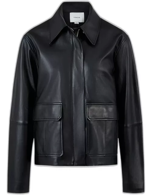 Leather Zip-Front Jacket