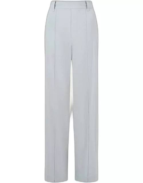 High-Waist Pull-On Linen-Blend Trouser