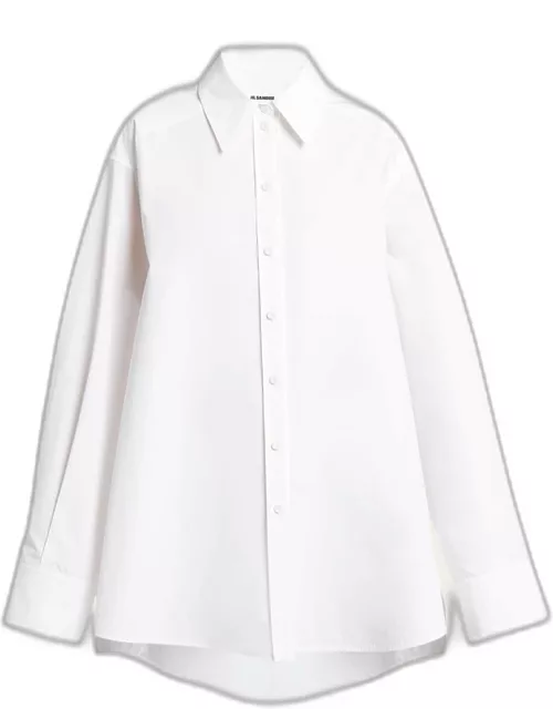 Cotton Slit-Sleeve Button-Front Shirt