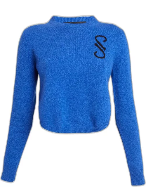 Stella Monogram Cashmere Jacquard Cropped Sweater