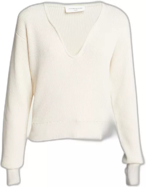 Frame Ribbed Shrunken Sweater