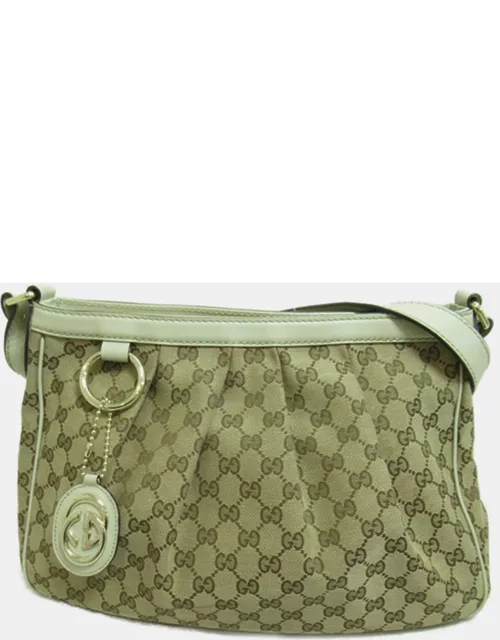 Gucci White GG Canvas and Leather Sukey Messenger Bag