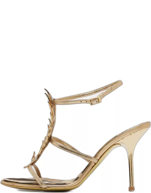 Roberto Cavalli Metallic Gold Ankle Strap Sandal