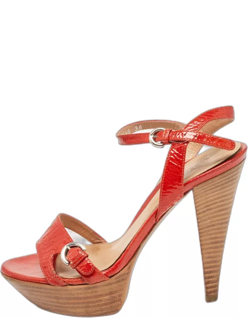 Sergio Rossi Red Patent Leather Slingback Sandal