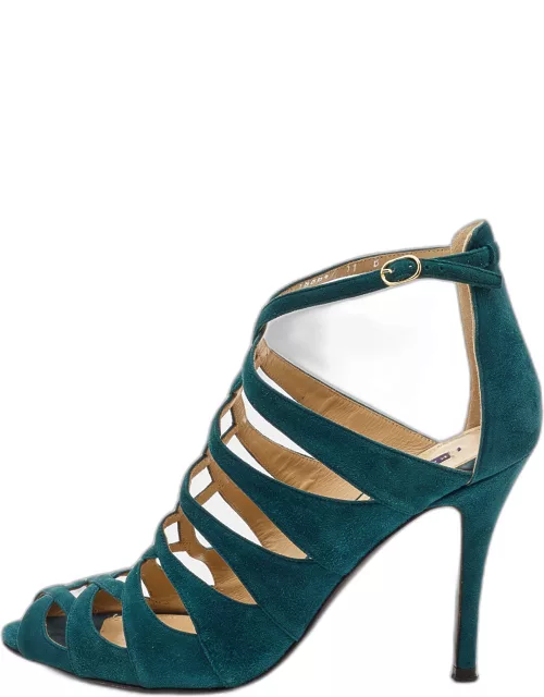 Ralph Lauren Collection Green Suede Ankle Strap Sandal