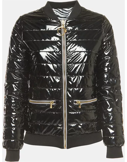 Class by Roberto Cavalli Black Quilted Synthetic Bomber Jacket