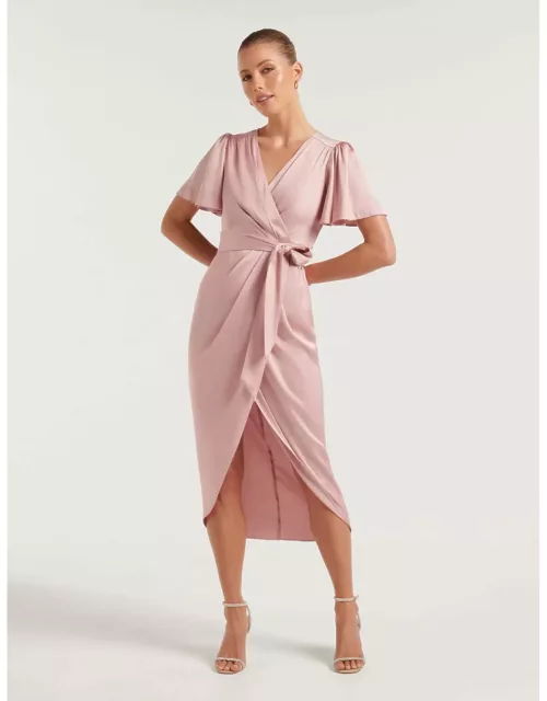 Forever New Women's Carolina Petite Satin Midi Dress in Blush
