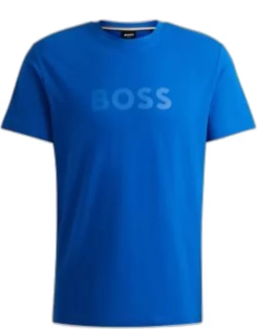 T-shirt with large logo- Blue Men's Beach Top