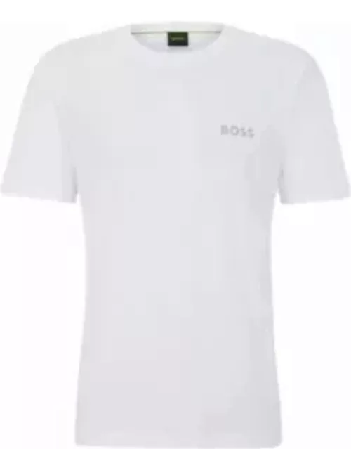 Cotton-jersey regular-fit T-shirt with 3D mesh logo- White Men's T-Shirt