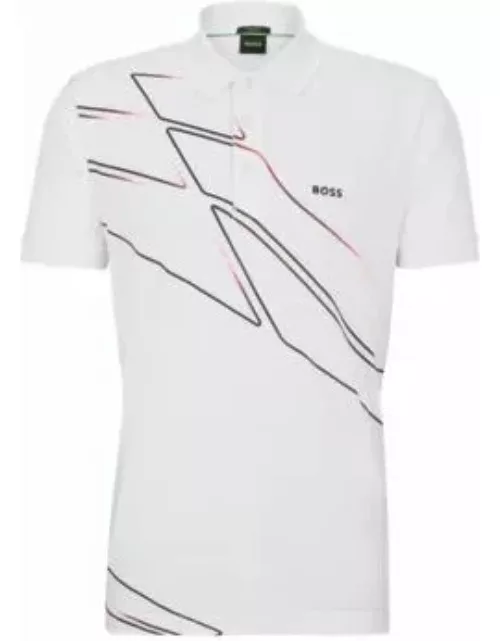 Active-stretch polo shirt with seasonal artwork- White Men's Polo Shirt