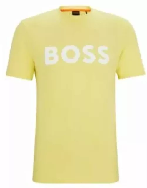 Cotton-jersey T-shirt with rubber-print logo- Yellow Men's T-Shirt