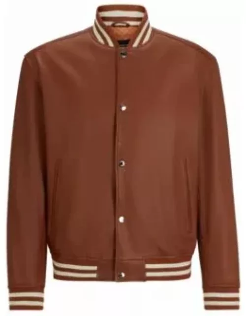 Porsche x BOSS leather jacket with special branding- Brown Men's Leather Jacket