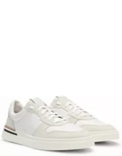 Cupsole lace-up trainers in leather and suede- White Men's Sneaker