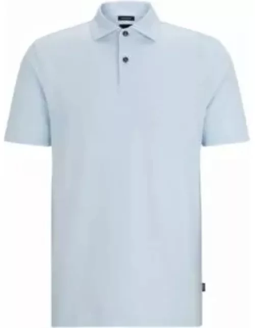 Regular-fit polo shirt in cotton and linen- Light Blue Men's Polo Shirt
