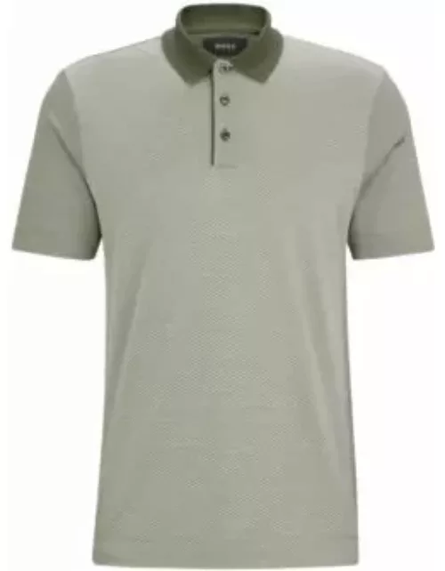 Regular-fit polo shirt in cotton and silk- Light Green Men's Polo Shirt
