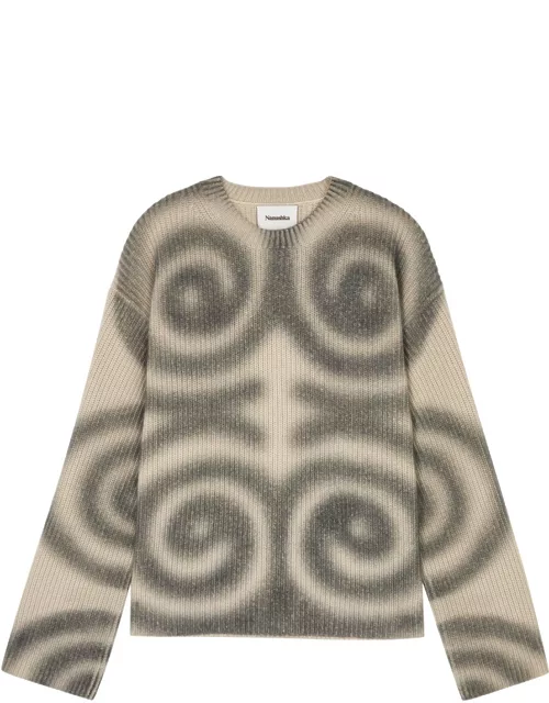 Nanushka Maura Printed Wool-blend Jumper - Cream - L (UK14 / L)