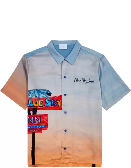 Blue Sky Inn Palm Sign Printed Satin Shirt - Multicoloured