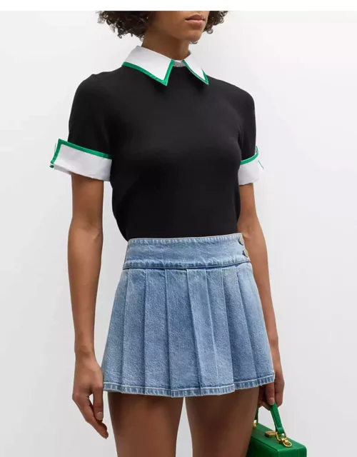 Aster Short-Sleeve Collared Pullover with Cuff