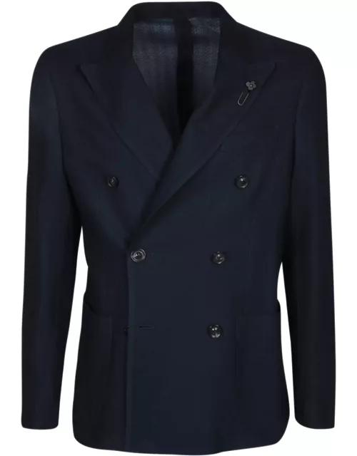 Lardini Jersey Double-breasted Blue Jacket