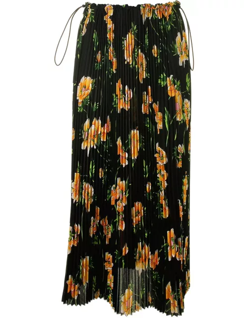 Balenciaga Pleated Skirt With Floral Pattern
