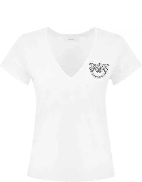 Pinko T-shirt With Love Birds Jewel Logo