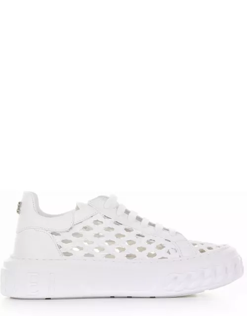 Casadei Perforated Leather Sneaker With Maxi Logo