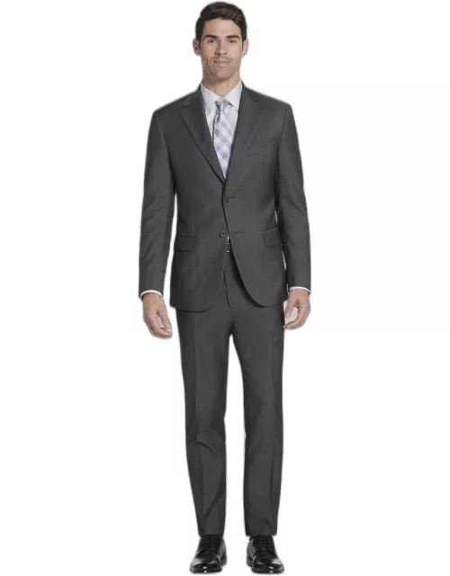JoS. A. Bank Men's Reserve Collection Tailored Fit Mini Herringbone Suit, Charcoal, 41 Regular
