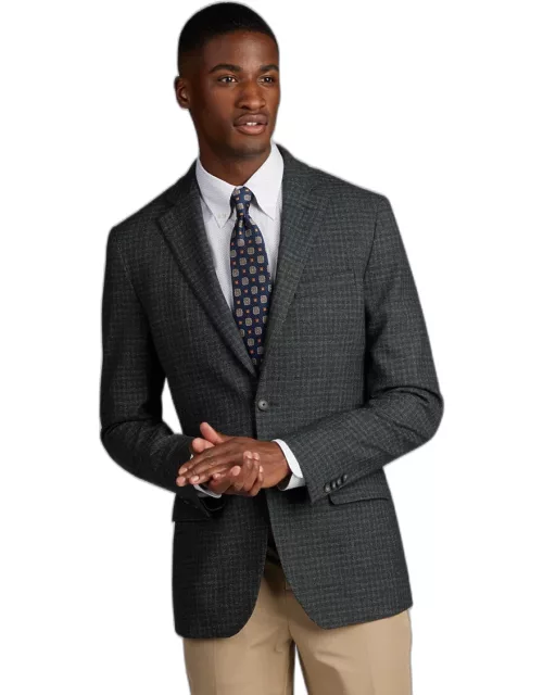 JoS. A. Bank Men's Traveler Collection Slim Fit Textured Check Sportcoat, Light Grey, 44 Regular