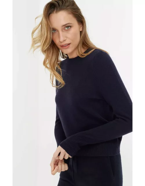 Navy Cloud Cashmere Cropped Sweater
