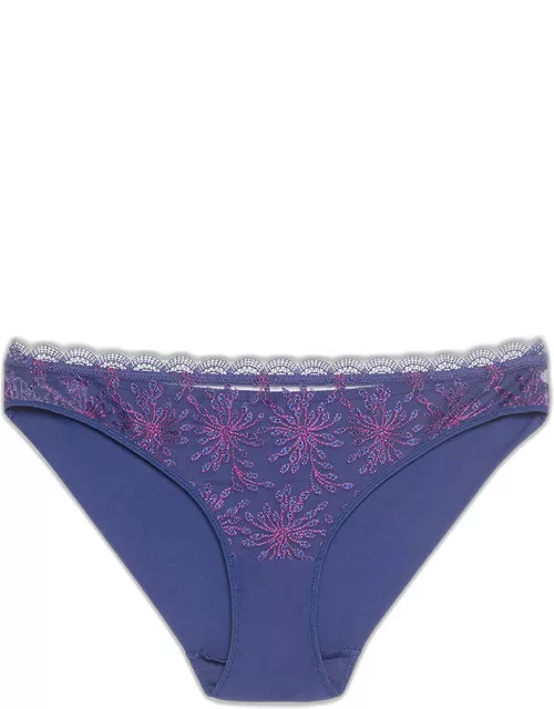 Singuliere Embroidered Lace-Trim Bikini Brief
