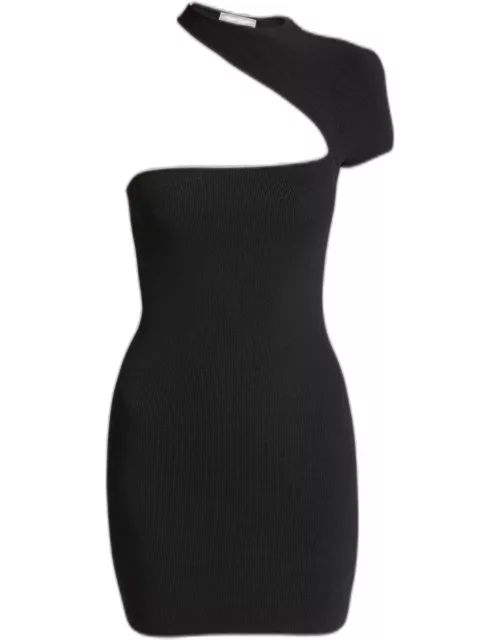 Orka Ribbed One-Shoulder Body-Con Mini Dres