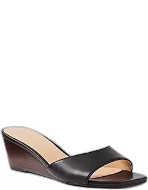 Ann Taylor Leather Low Wedge Sandal