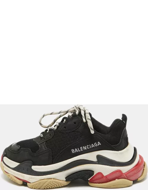 Balenciaga Black Mesh and Nubuck Leather Triple S Sneaker