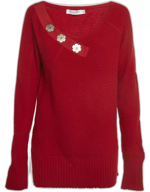 Christian Dior Boutique Red Wool Blend Knit Sweater