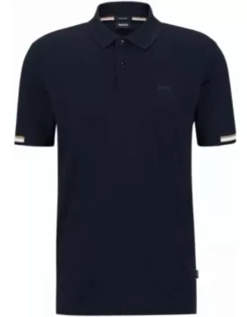 Regular-fit polo shirt with rubberized logo- Dark Blue Men's Polo Shirt