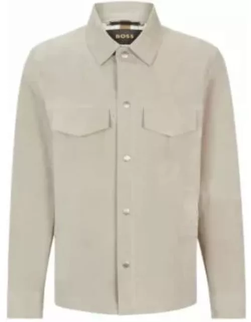 Regular-fit shirt in metis suede- Light Beige Men's Leather Jacket