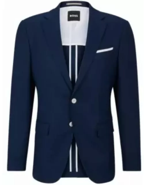 Slim-fit jacket in a hopsack-weave wool blend- Dark Blue Men's Sport Coat