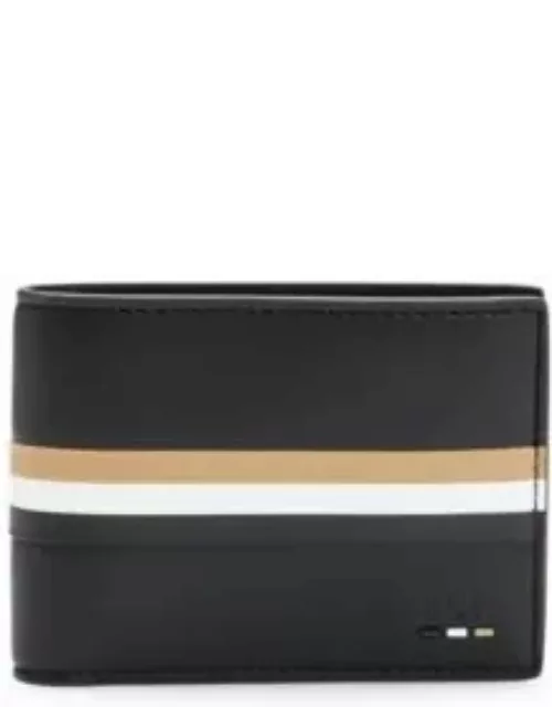 Faux-leather wallet with signature-stripe details- Black Men's Wallet