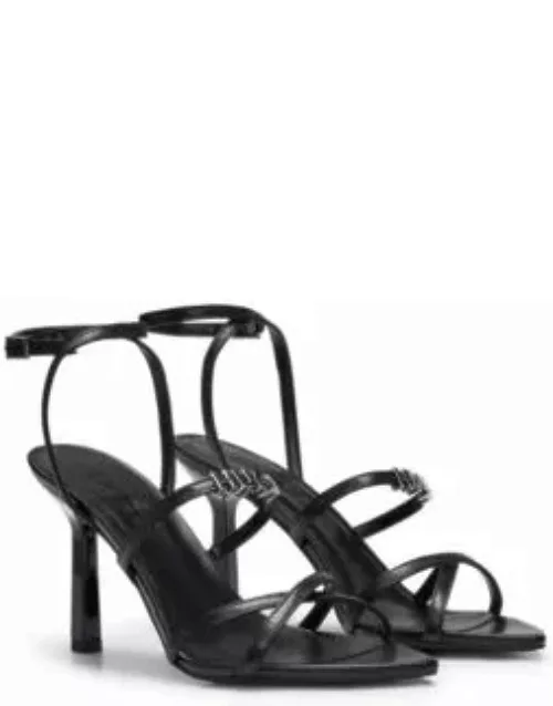Nappa-leather strappy sandals with logo trim- Black Women's Pump