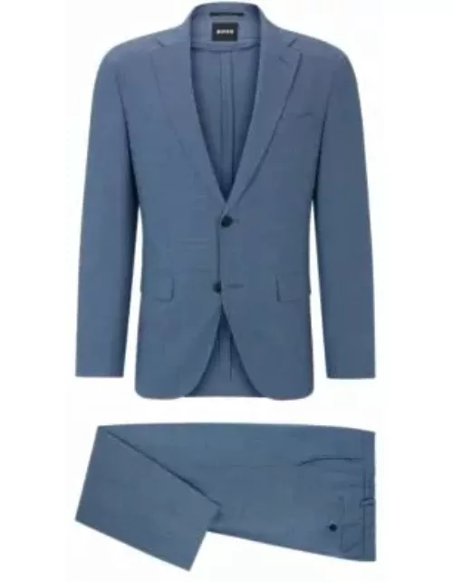 Slim-fit suit in micro-patterned performance-stretch cloth- Blue Men's Business Suit