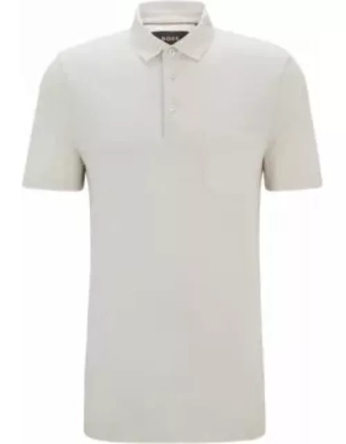 Regular-fit polo shirt in silk and cotton- Light Beige Men's Polo Shirt