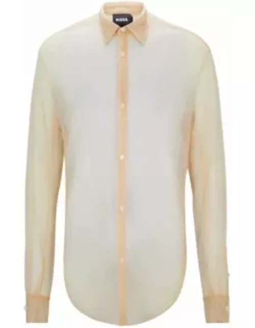 Regular-fit shirt in transparent jersey with Kent collar- Light Beige Men's Casual Shirt